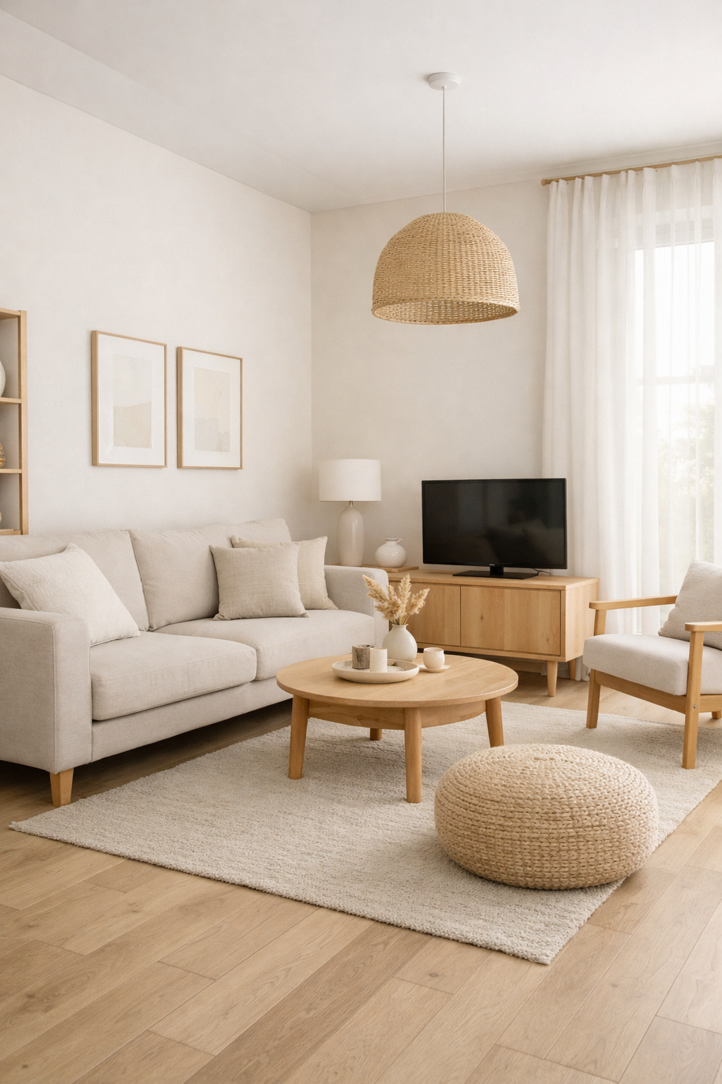 Small bright room with soft neutral wall colors