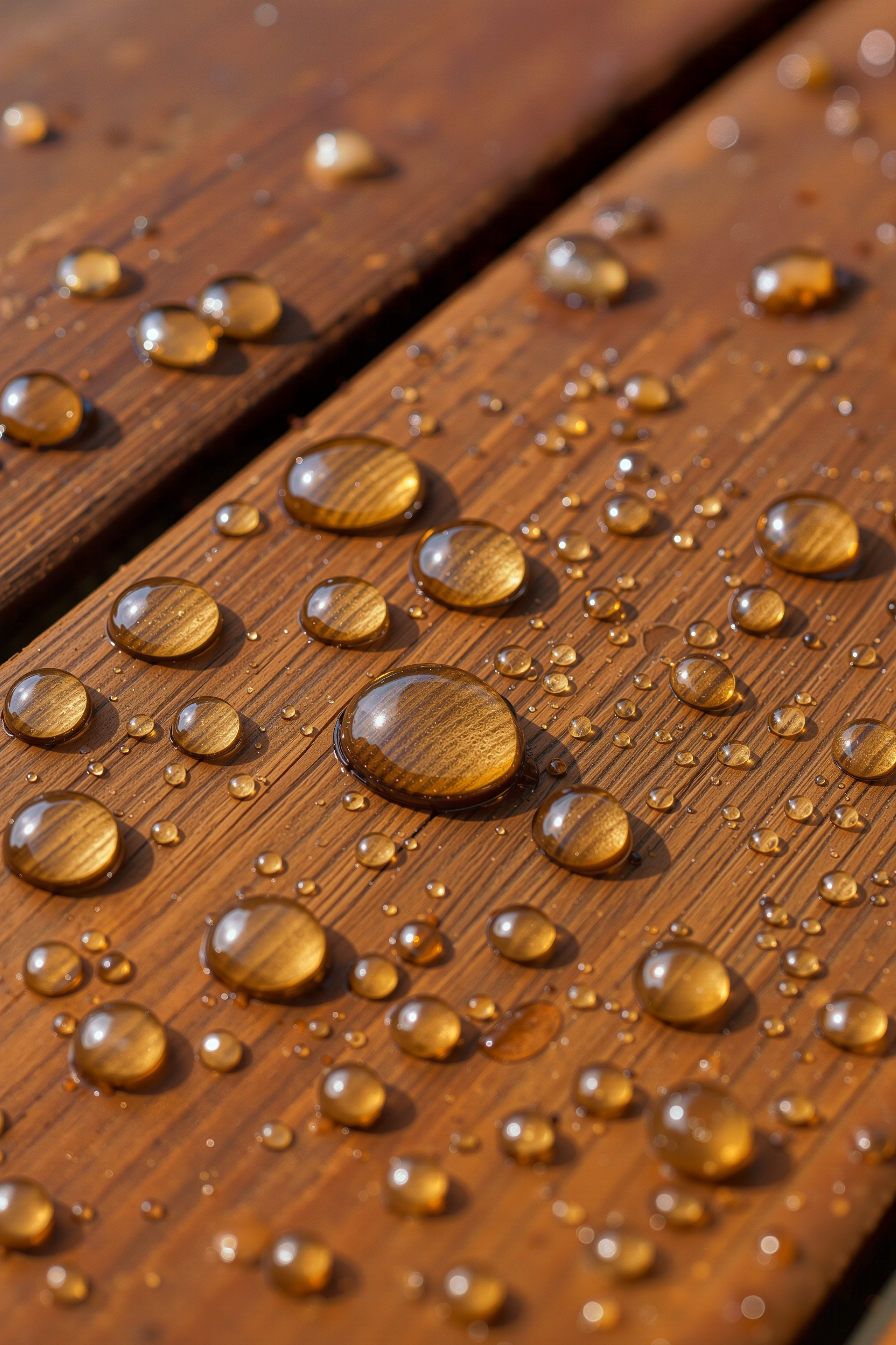 Mesa de jardín protegida repeliendo el agua de la lluvia