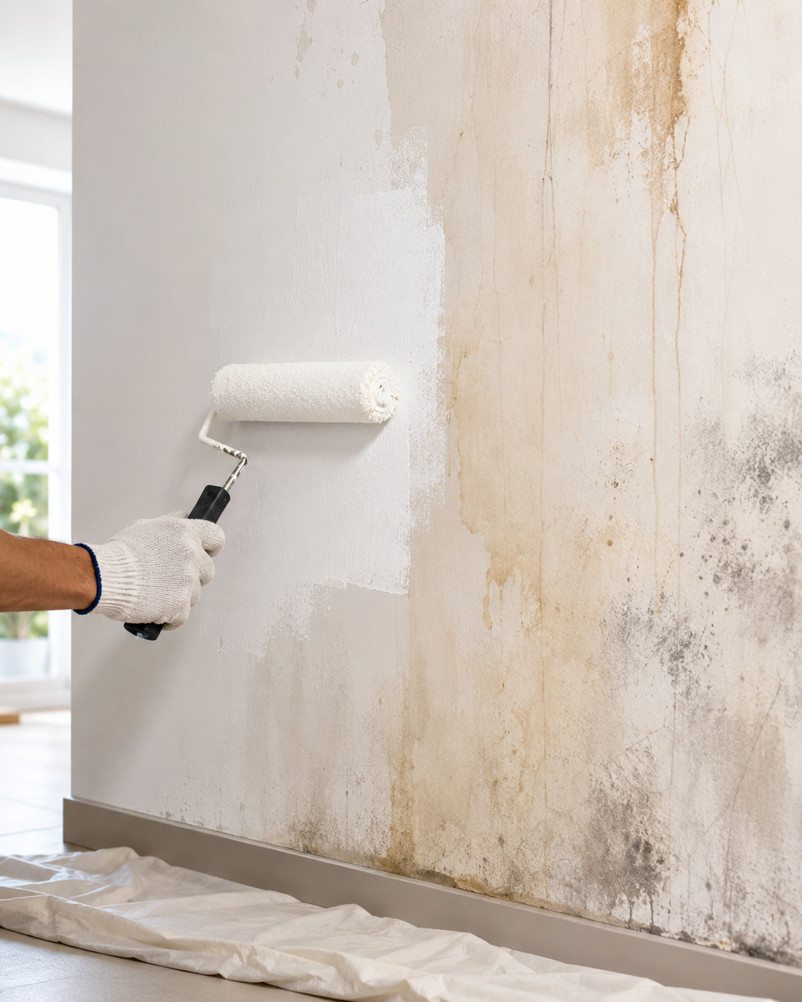 Difficult stains on painted wall