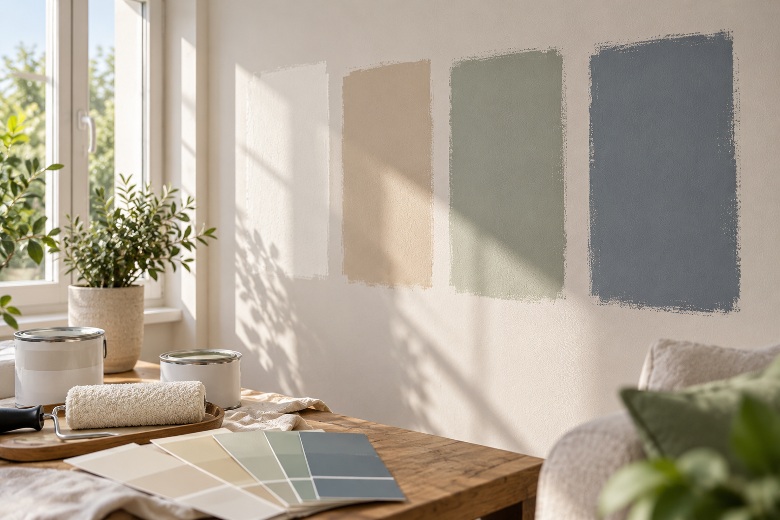 Muestras de pintura sobre una pared