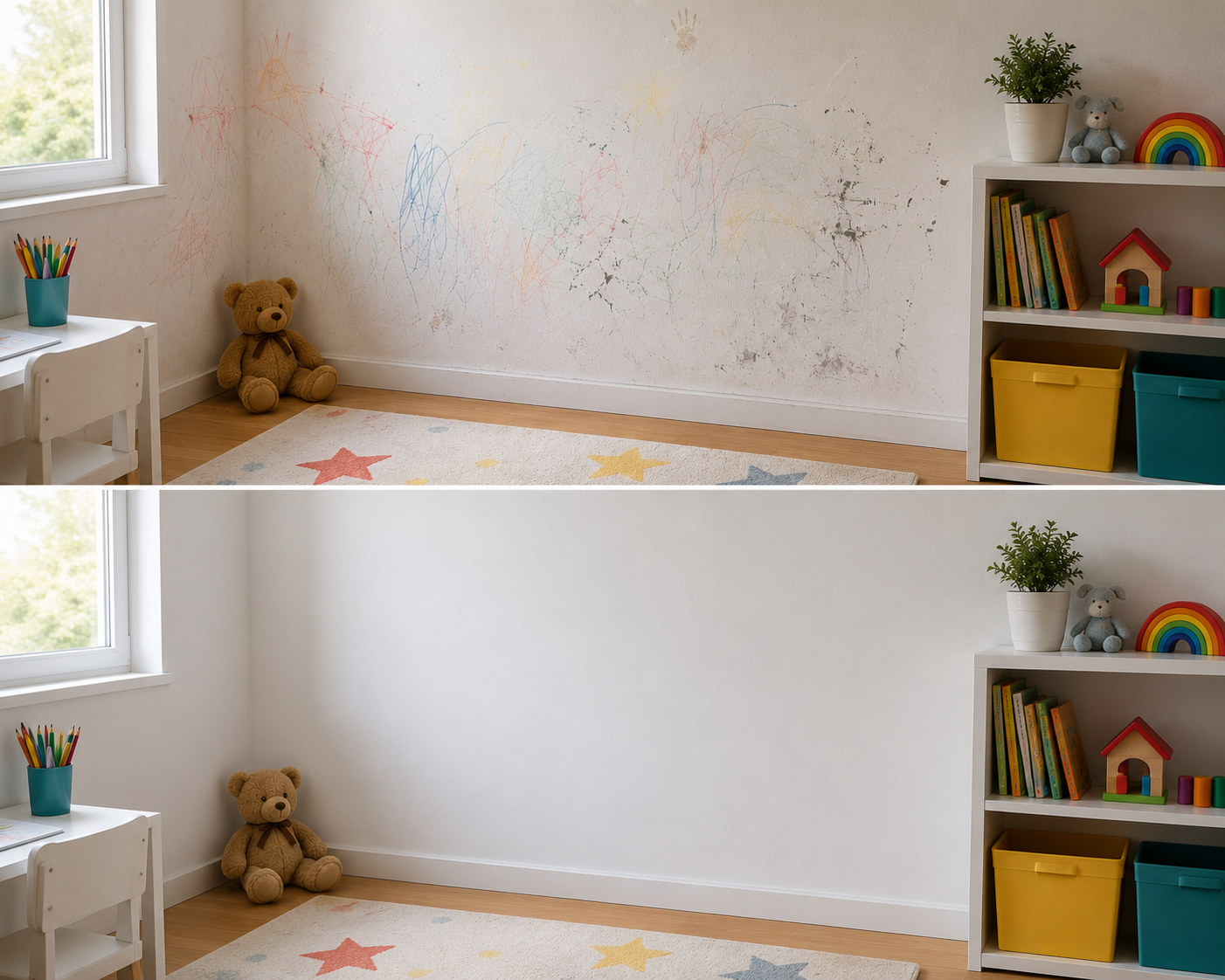 Tratamiento de manchas en una pared pintada